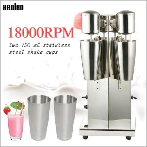 Xeoleo Milkshake machine Stainless Steel Milk Shake Machine Double Head Drink mixer Make Milks Foam/Milkshake Bubble Tea Machine