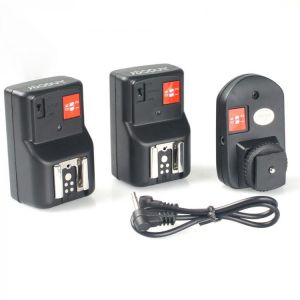 Andoer PT-04GY 4 Channels Wireless Remote Flash Trigger for Canon Nikon Pentax Olympus with Universal 1 Transmitter&2 Receiver