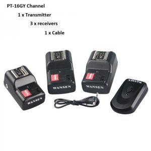WanSen PT-16GY 16 Channels Wireless Flash Trigger Transmitter SET with 3 Receivers for Canon Nikon Pentax Olympus