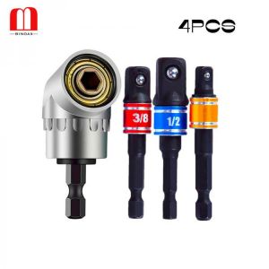 BINOAX 3Pcs 1/4" 3/8" 1/2" Impact Grade Driver Socket Adapter Extension Set With 105 Degree Right Angle Screwdriver