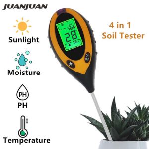 Professional Soil PH Meter 4 In1 LCD Temperature Solar Moisture PH Garden Soil Tester LCD Display 30% off