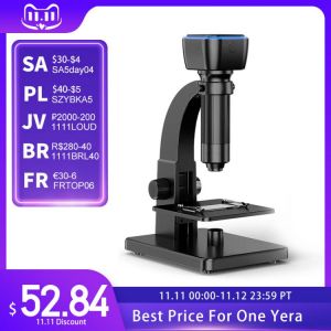 Dual Lens Wifi Digital Microscope 50-2000X Cell Microscope 5MP Microscope Camera Video for Science Observing Coin PCB Plants
