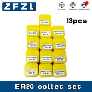 13PCS ER20 Collet Chuck 1-13mm High PrecisionSpindle ER20 Collet Set CNC Milling Machine Machining Center