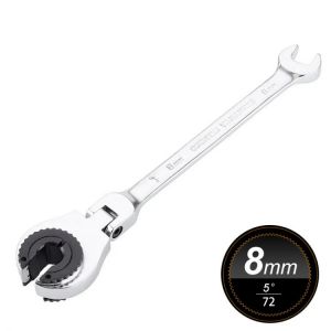 8mm Combination Wrench, 72T Flexible Head, Ratchet Wheel And Open End, High Torque Wrench Repair Hand Tool
