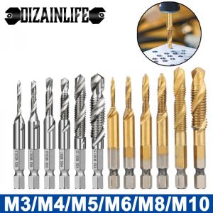 Thread Tap Drill Bits Set Hex Shank Metric HSS Screw Tapping Bit Compound Machine Screws Spiral Twist Drill Hand Tools