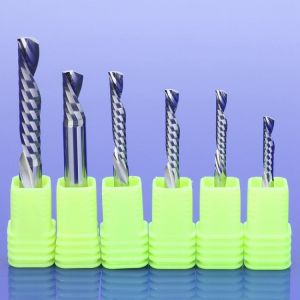 10Pcs AAA SHK 3.175/4/5/6mm Left Spiral down cut one Flute router bit CNC end mill carbide milling cutter