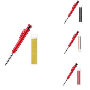 Solid Wood Carpenter Pencil Set For Construction, With 7 Refills, Built-In Pencil Sharpener,For Woodworking Architect
