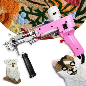 2 In 1 Pink Electric Carpet Tufting Gun Can Do Loop Pile And Cut Pile Carpet Weaving Flocking Machines DIY Hand Tools US EU Plug