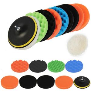 11Pcs 3 Inch Buffing Sponge Pad Set Car Polisher Waxing Pads Car Polish Buffer Drill Adapter Wheel Polishing Removes Scratches