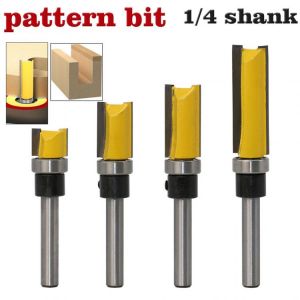 1PC 1/4 Shank Template Trim Hinge Mortising Router Bit Straight end mill trimmer cleaning flush trim Tenon Cutter forWoodworking
