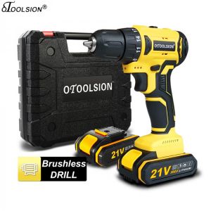 OTOOLSION New 21V Brushless Electric Drill Mini Wireless Power Driver Cordless Screwdriver Rechargeable Lithium-Ion Battery