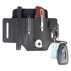 WESSLECO PU Leather EDC Pocket Organizer Army Tactical EDC Holster Multitool EDC Tool Sheath for Belt