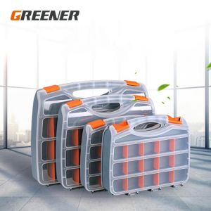 GREENER Plastic Portable Parts Box Screw Storage Box Metal Parts Hardware Tool Screwdriver Auto Repair Divided Material Tool Box