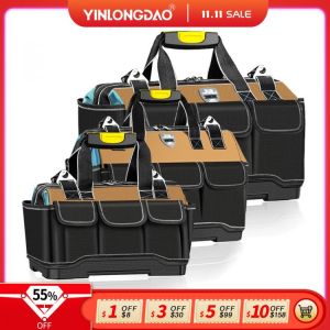 YLD 2021 Upgrade Tool Bag 14/16/19/20 inch Electrician Bag 1680D Oxford Waterproof Wear-Resistant Strong Tool Storage Toolkit