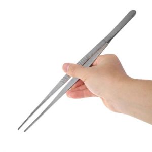 Toothed Tweezers Barbecue Stainless Steel Long Food Tongs Straight Home Tweezer Garden Kitchen BBQ Tool 5 Sizes D08D