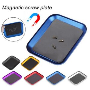 Magnetic Screws Tray Aluminum Magnetic Dish Bowl for Garage Bolts Nuts Hardware Organizer Bits Storage Mini Plate Parts Box