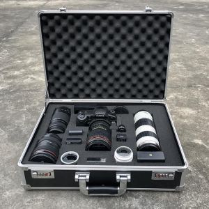 Aluminum Tool case suitcase Digital lens moistureproof box Impact resistant toolbox equipment SLR camera box with pre-cut foam
