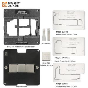 Amaoe Motherboard Mid-Frame BGA Reballing Stencil Platform For iPhone X/XS/12 mini/12 Pro Max Middle Layer Planting Tin Template