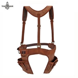 Tourbon Carpenter’s Tool Belt with Suspenders Padded Cooling Mesh Framers Rig Electrician's Combo Apron Tool Hammer Pouch B