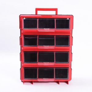 J2FB Plastic Parts Storage Hardware Grid Craft Cabinet Tool Case Drawer 12 Bins Storage Tool Case Electronic Component Case