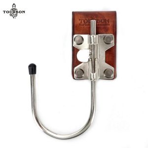 Tourbon Real Leather Loop & Steel Float Hook Multi Drill Tool Holder Heavy Duty Trowel Hanger for 5CM Belt Holster