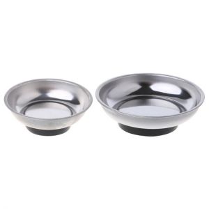 Round Magnetic Parts Tray Bowl Dish Stainless Steel Garage Holder Tool Organizer 95AA