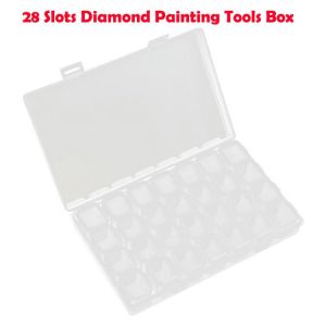 28 Slots Diamond Embroidery Box Diamond Painting Accessory Case Clear Plastic Beads Display Storage Boxes Cross Stitch Tools#p35