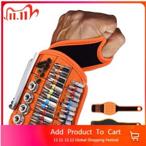 Magnetic Wrist Straps Winded Thumb Fixed Wristbands 16 Strong Magnet Electrician Wrist Tool Belt Suction Screws Nails Drill Bit