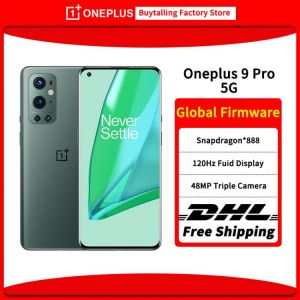 DHL Free Ship Original Global Firmware Oneplus 9 Pro 5G MobilePhone Snapdragon 888 Octa Core 65W Flash Charge 6.7 " 120Hz AMO