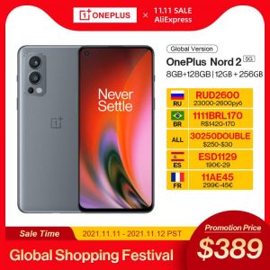 Global Version OnePlus Nord 2 5G 128GB/256GB MTK Dimensity 1200AI Smartphone 6.43” 90Hz AMOLED 50MP Triple Camera Warp Charge 65