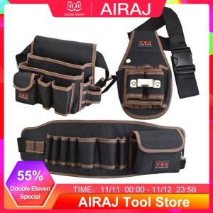 AIRAJ Hardware Waist Tool Storage Bag with Belt Professional Electrician Military Double Layer Oxford Fabric Polyester Toolkit
