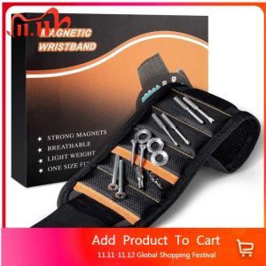 New Upgrade Two Pockets 15 Grid Powerful Magnetic Wristband Tool Storage For Screws Nails Nuts Bolts Drill Bits Tool Kit