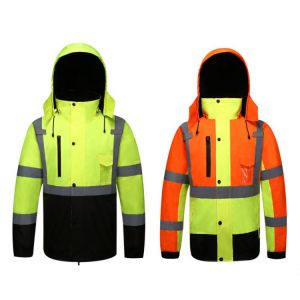 Autumn/Winter Reflective Clothing High Visibility Waterproof Windproof Bomber Jacket Safety Workwear Clothing for Road Traffic