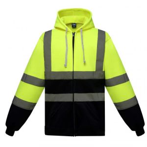Hi Vis Hooded Pullover Sweat Shirt Meet ANSI Class 3 Safety Hoody Workwear Men Knit Lining Full Zip Hooded Reflective Hoodies