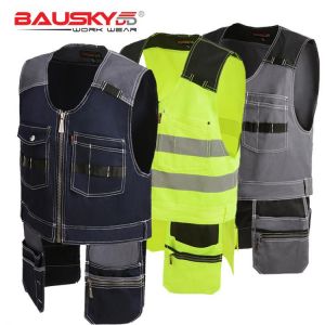 Bauskydd High quality Men male female outdoor workwear mens work vests multifunction tool Multi pockets vests free shipping