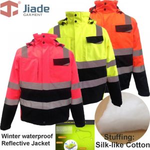 Jiade Laday's Work Wear Winter Jacket Reflective  Woman High Visibility EN471/ANSI Waterproof Winter Jacket  free shipping