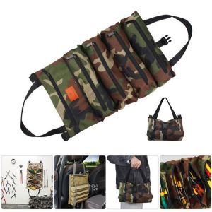 Multi-Purpose Roll Up Tool Bag Fishing Gear Storage Bag Camping Equipment Roll Up Bag Zipper Hanging Utensil Outdoor Bags
