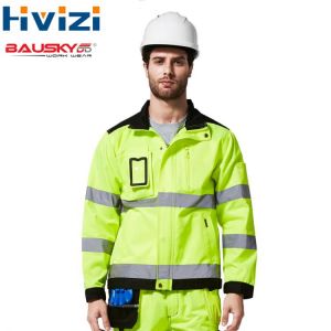 High Visibility Reflective Jacket Mens Windproof Winter Coat Fluorescent Yellow Work Safety Warning Jacket Working Clothes