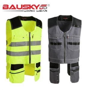 Bauskydd High Quality Work Vests Men male female Outdoor Workwear Mens Multifunction Tool Multi pockets vest