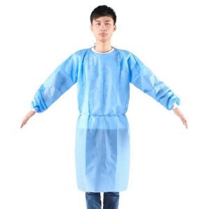 10 Pcs Isolation Gown With Elastic Cuff Disposable Non-Woven Splash Resistant One Size Fits All