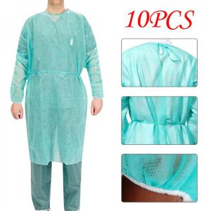 Unisex Disposable Protective Isolation Clothing Anti-spitting Waterproof Anti-oil Stain Nursing Gown Anti-fog Nursing Suit 10pcs