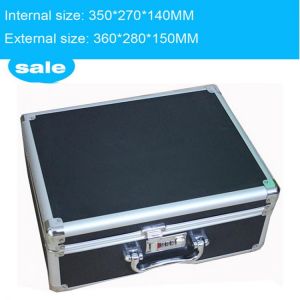toolbox aluminium tool case magic props file storage Hard Carry carrying box tool for Hand Gun Locking Pistol 35*27*14 CM