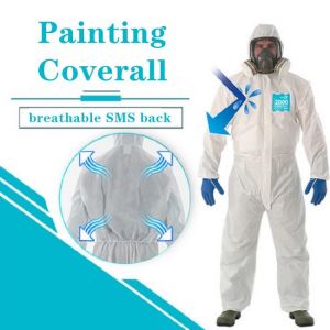 Protective Jumpsuit Uniform 2000 Hooded with SMS Back Chemical-proof Anti-static Breathable Isolation Care Work Paint Spray
