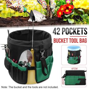5 Gallon Bucket Organizer Storage Organize all tools 42 Pockets Garden Hand Tool Power Tool Pouch Planting Basket Oxford Cloth