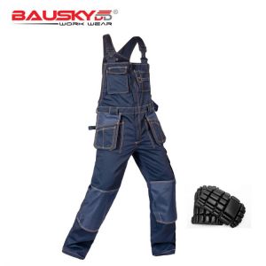 Bauskydd Women & Men's male cargo workwear overall bib pants suspender trousers trousers with braces overall with knee pa
