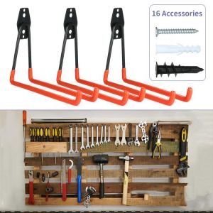 8pcs Power Tools Ladders U Hook Wall Mount Heavy Duty Organize Hook Iron Garage Storage Double Hooks Organizer Warehouse Hooks