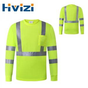 Hi Vis T Shirt ANSI Class 3 Reflective Safety Fluorescent Yellow Shirt Long Sleeve High Visibility