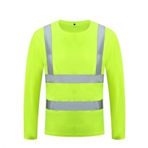 Safety T Shirt Reflective High Visibility Shirt Long Sleeve Yellow Lime Multi-sizes Breathable Road Construction Dumpcart Riding
