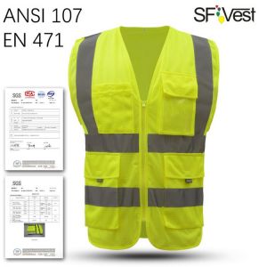SFVEST HI VIS VIZ EXECUTIVE VEST HIGH VISIBILITYWORK WAISTCOAT REFLECTIVE SAFETY SECURITY TOP ORANGE YELLOW BLUE FREE SHIPPING