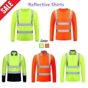 Unisex High Visibility Reflective T Shirts Quick Drying Work wear Breathable Traffic Work Clothes Long sleeve Safety T-Shirt